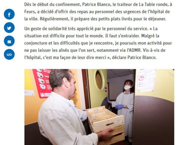 Distribution de repas aux personnels de l’hôpital de FEURS