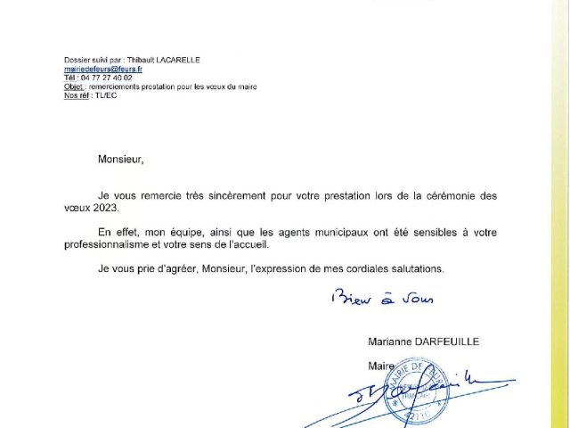 29 Janvier 2023 vœux de la mairie de Feurs moment convivial et sympathique